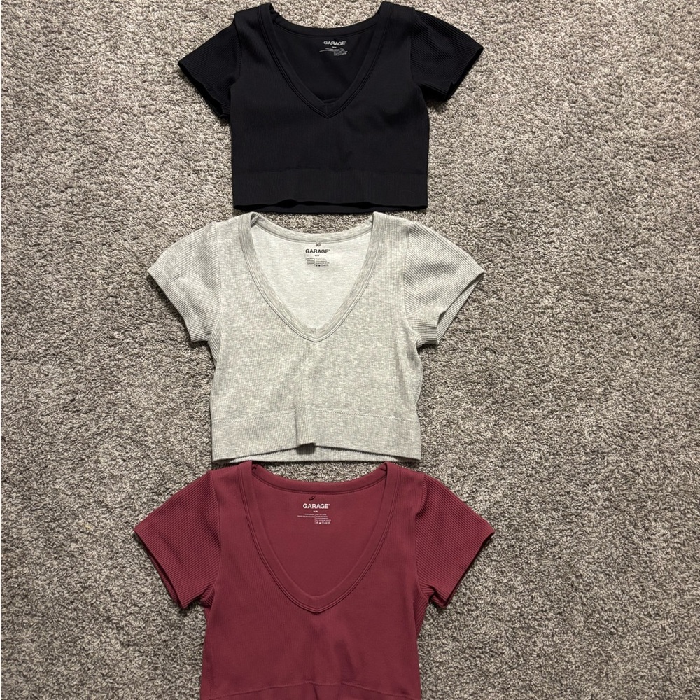 Classic Women's V-Neck Tops - Black, Gray, and Red